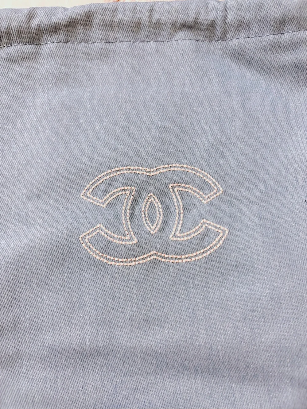 CHANEL Makeup Bag/ Light Blue Drawstring Cosmetic Pouch
